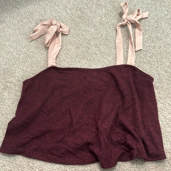 Urban outfitters maroon ribbon strap tank top - Picture 1 of 3